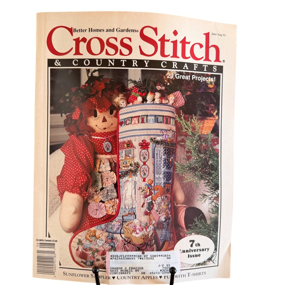 BHG Cross Stitch Magazine Jul/Aug 1992 Sugar & Spice Christmas Stocking 7th Ann